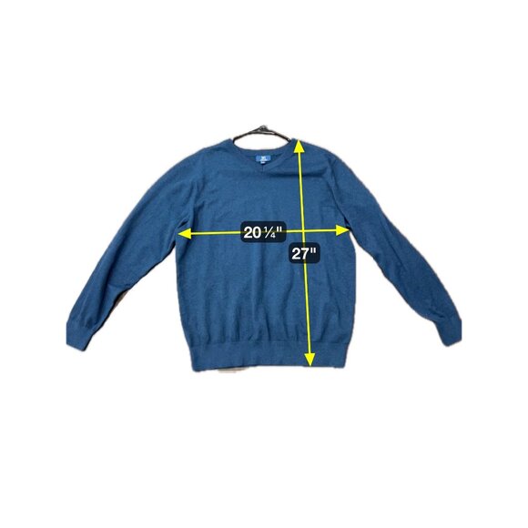 George V-Neck Pullover Sweater Blue Cove Sz Large Cotton Blend Knit Preppy - Picture 7 of 10